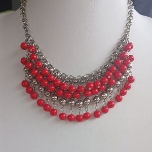 Paparazzi Red and Silver Multi-Layered Necklace